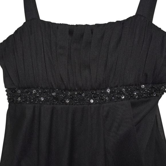 City Triangles Black Chiffon Fit & Flare Dress w/ Sequin Waistband Size M - Picture 3 of 6